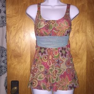 Colorful Daisy & Clover Floral 70’s Style Tank Top Size XS